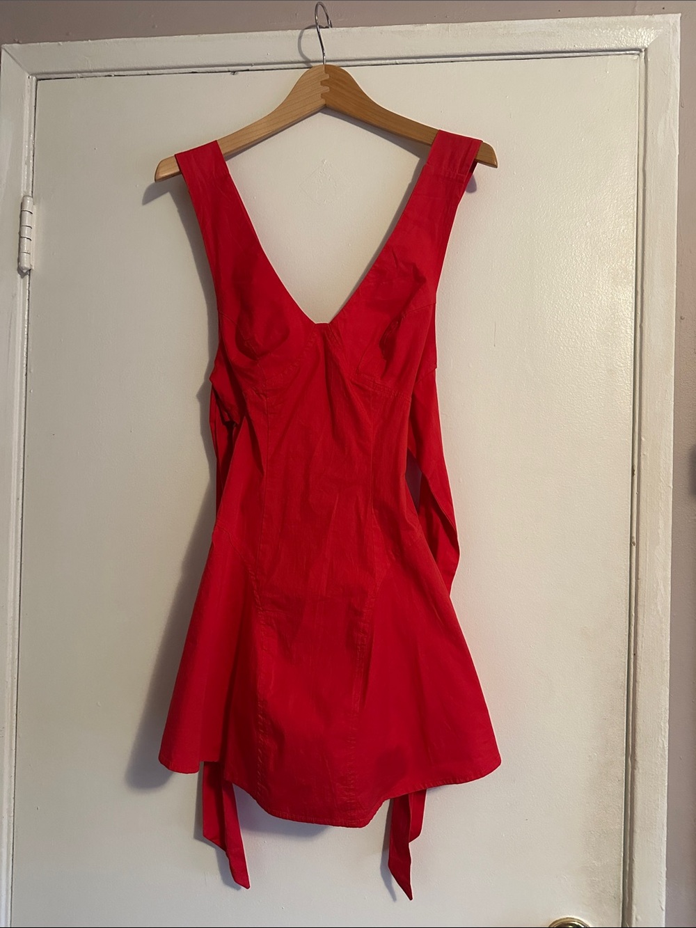 Free People Red Sleeveless V-Neck Mini Dress